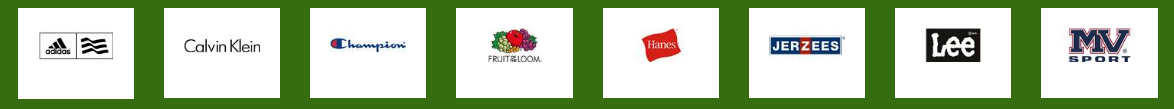 Apparel brand logos available through Hisdahl's